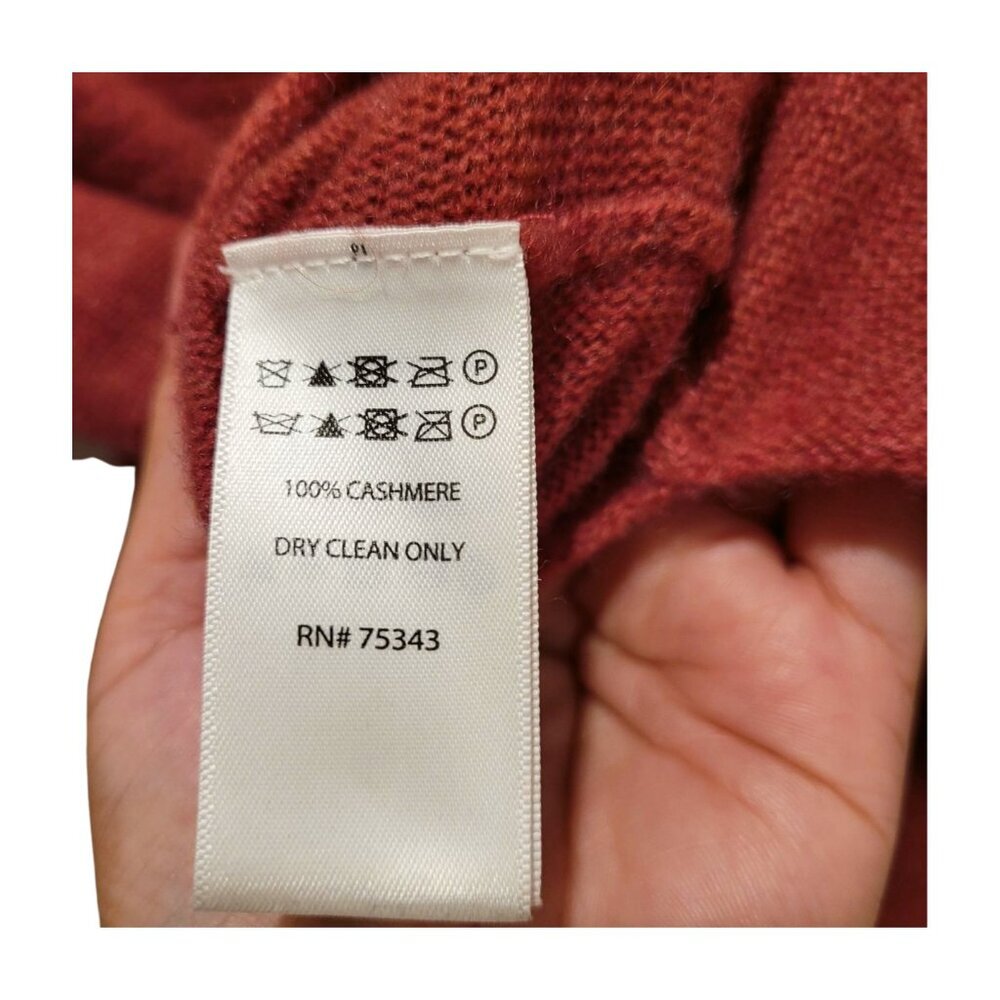 CYNTHIA ROWLEY 100% Cashmere Salmon Pullover Cowl Neck Knit Sweater Women's S - Picture 7 of 8